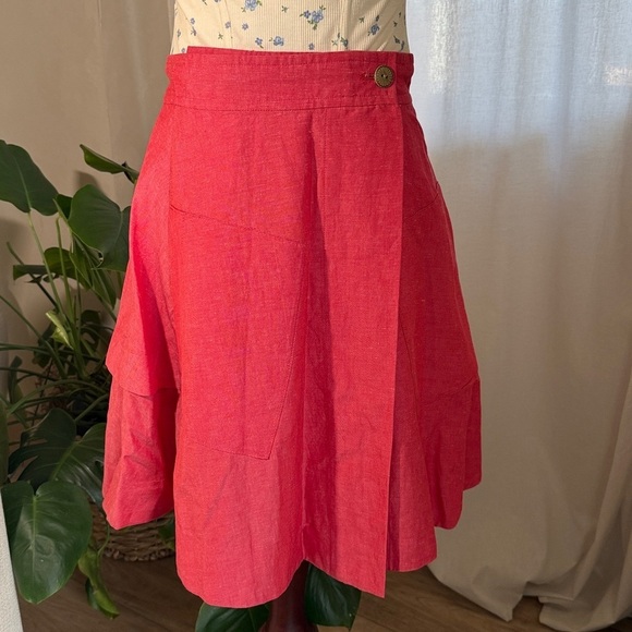 Anthropologie Dresses & Skirts - Anthropologie Postmark Vast Wrap Skirt Women's Size US 2 Silk Linen